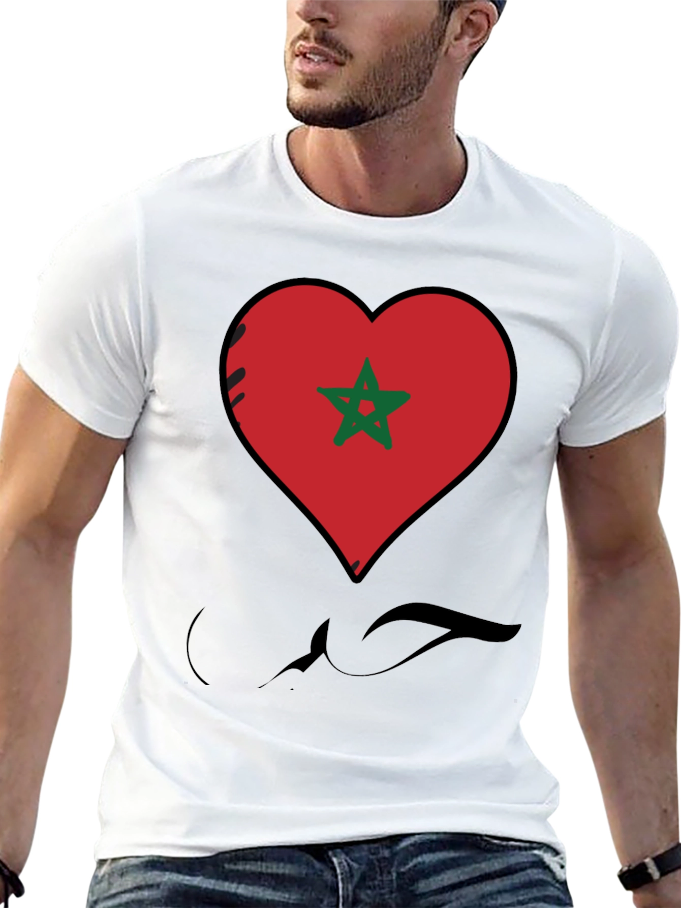 Morocco Love Heart Flag T-Shirt