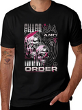 Chaos and Order Graphic T-Shirt - Skull Design