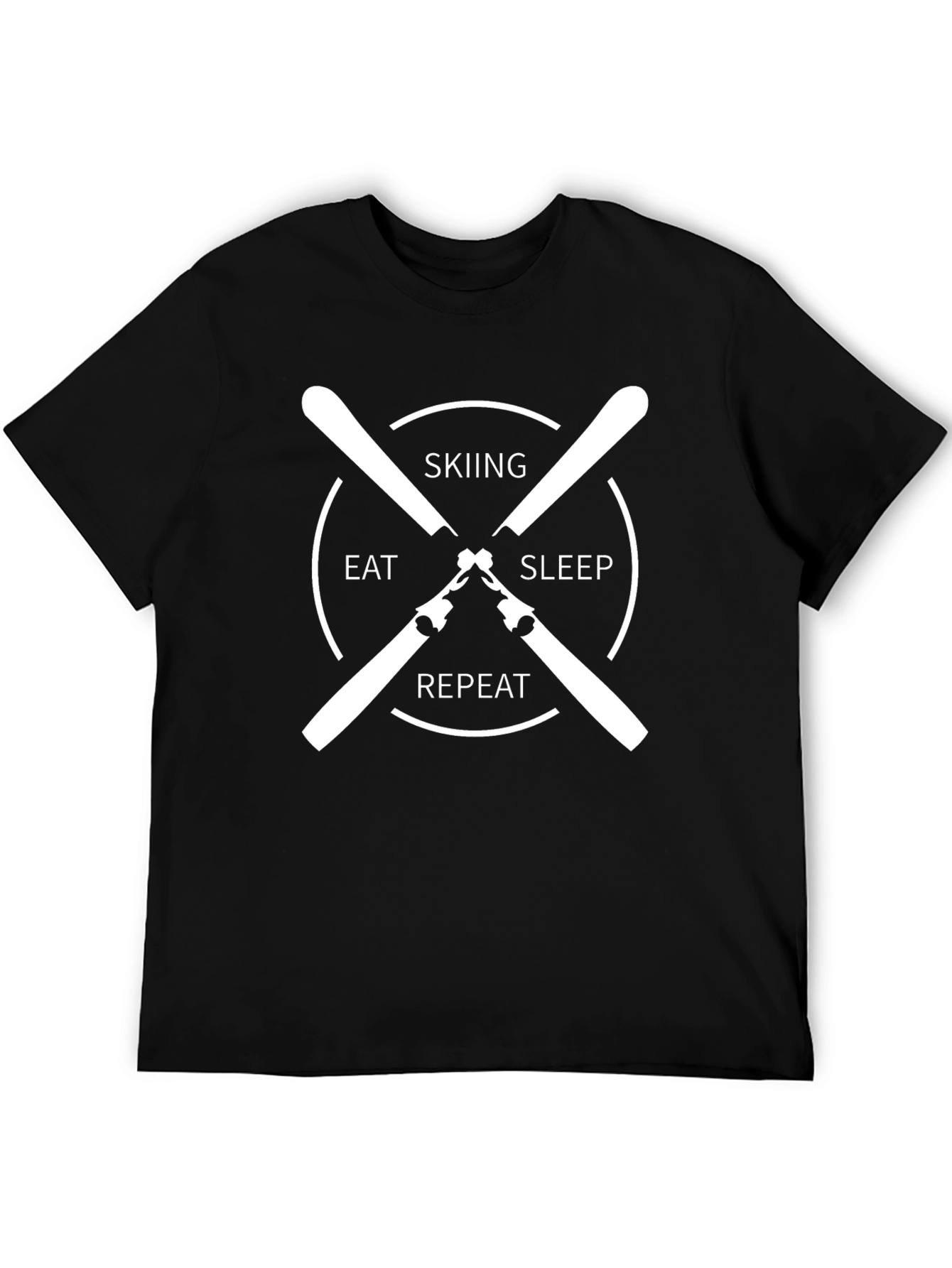 Skiing Eat Sleep Repeat Black T-Shirt
