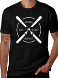 Skiing Eat Sleep Repeat Black T-Shirt