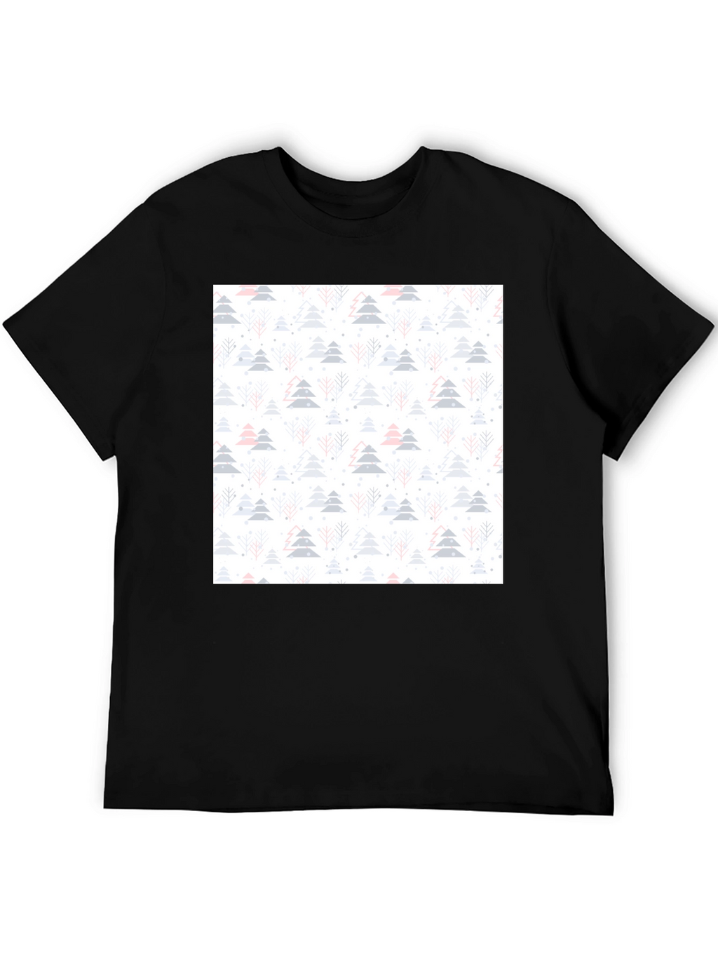 Winter Tree Pattern Black T-Shirt