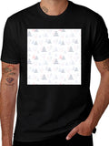 Winter Tree Pattern Black T-Shirt