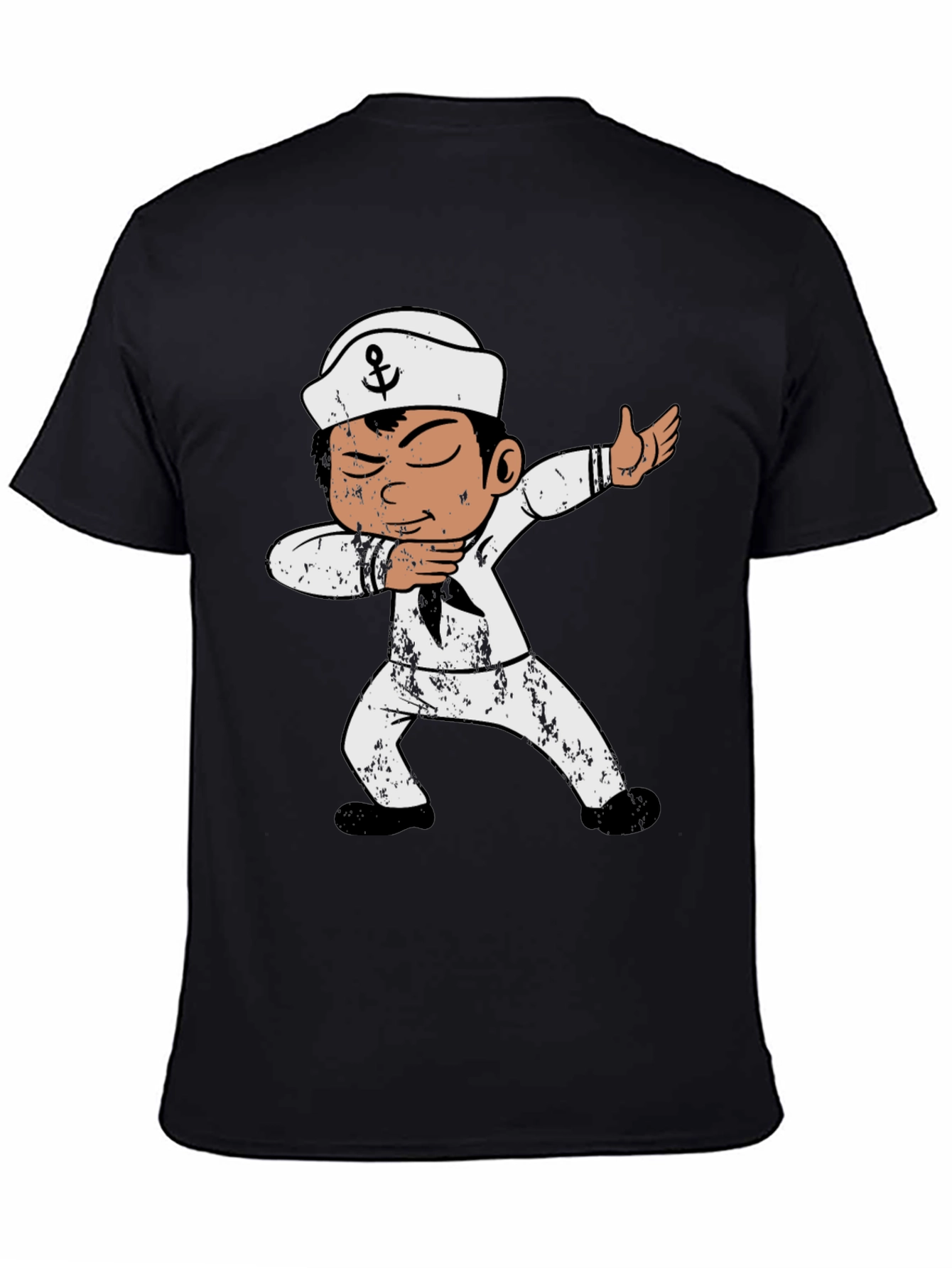 Dabbing Sailor Graphic Tee - Black Cotton T-Shirt