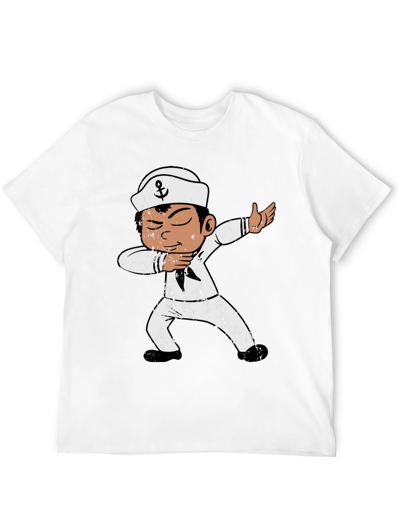 Dabbing Sailor Graphic Tee - Black Cotton T-Shirt