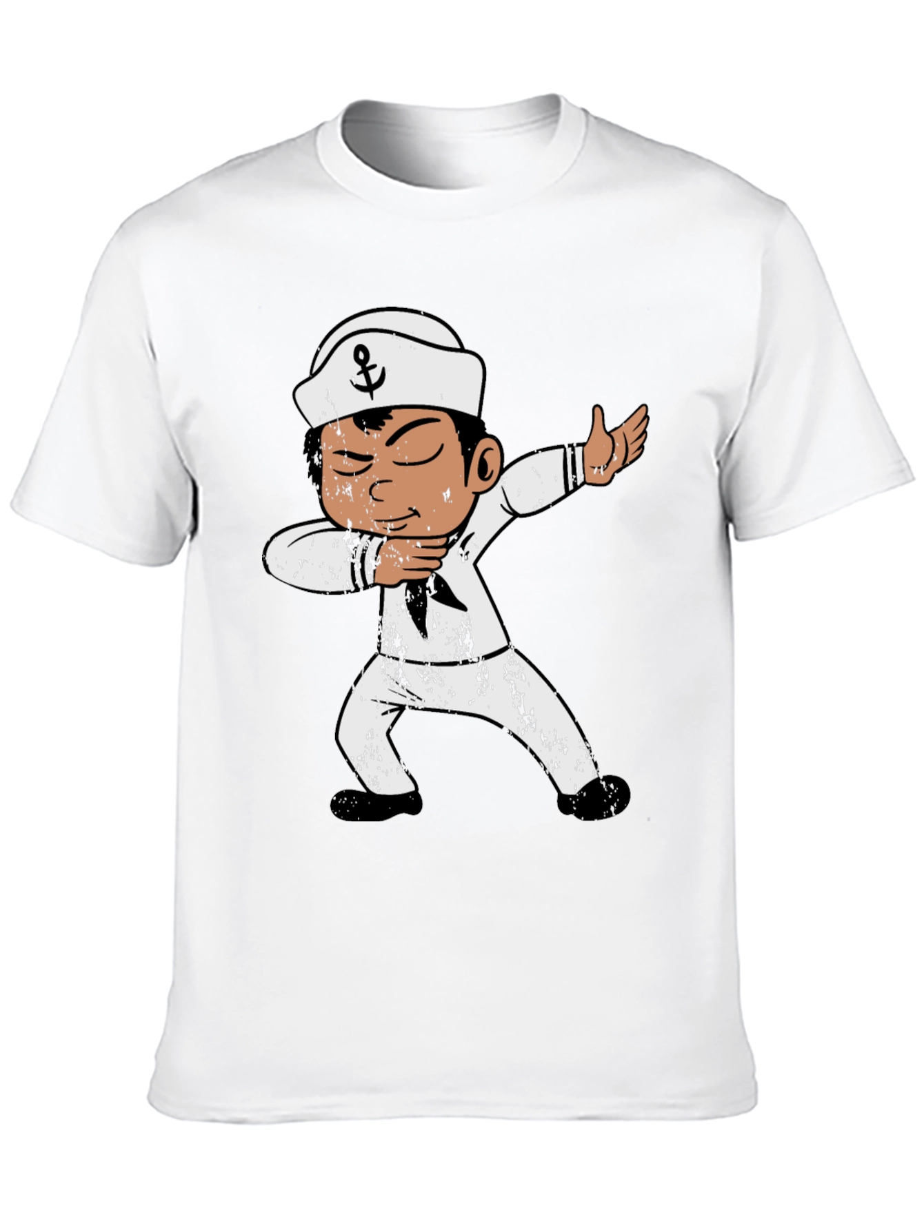 Dabbing Sailor Graphic Tee - Black Cotton T-Shirt