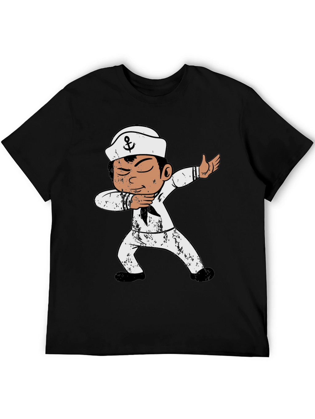 Dabbing Sailor Graphic Tee - Black Cotton T-Shirt