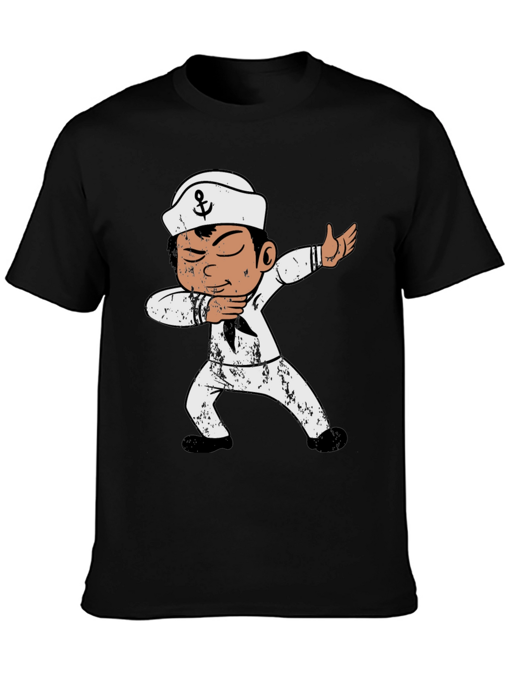 Dabbing Sailor Graphic Tee - Black Cotton T-Shirt
