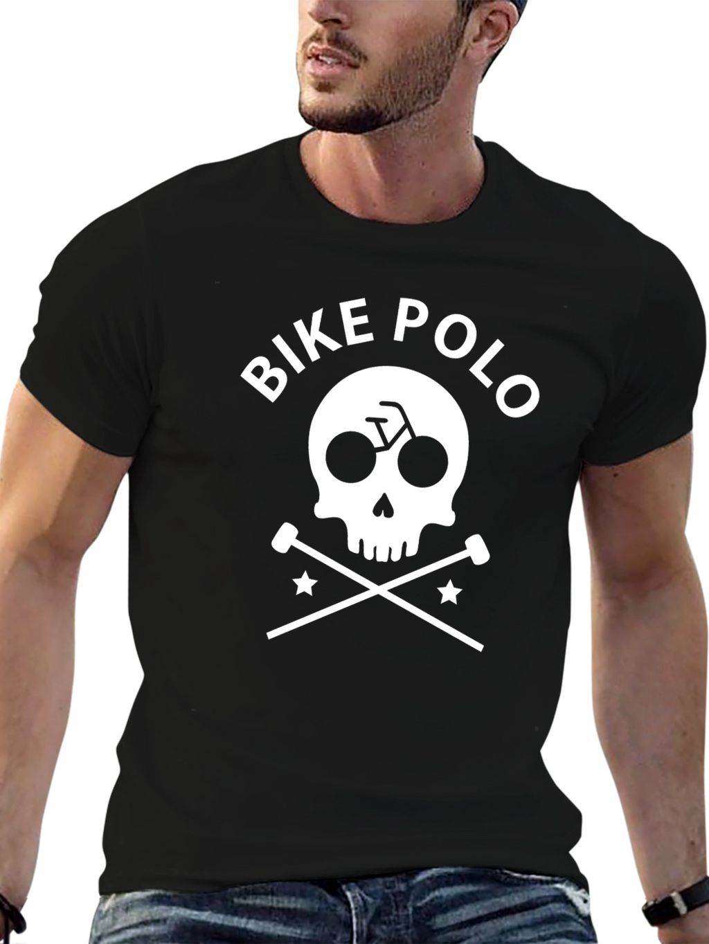 Bike Polo Skull & Crossbones Graphic T-Shirt