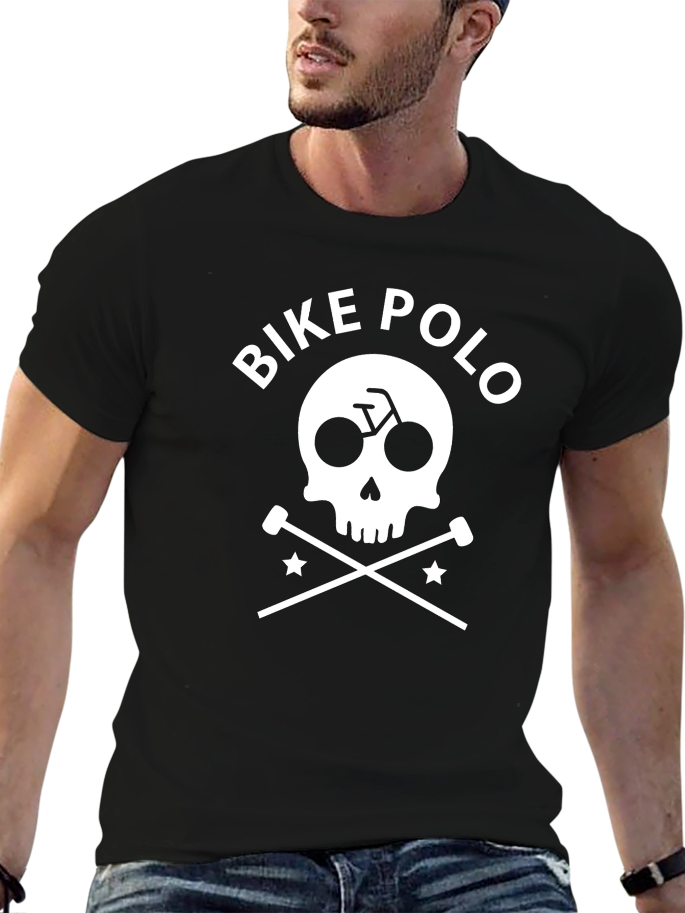 Bike Polo Skull & Crossbones Graphic T-Shirt