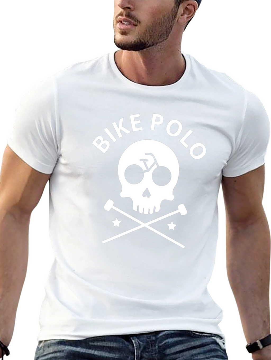 Bike Polo Skull & Crossbones Graphic T-Shirt