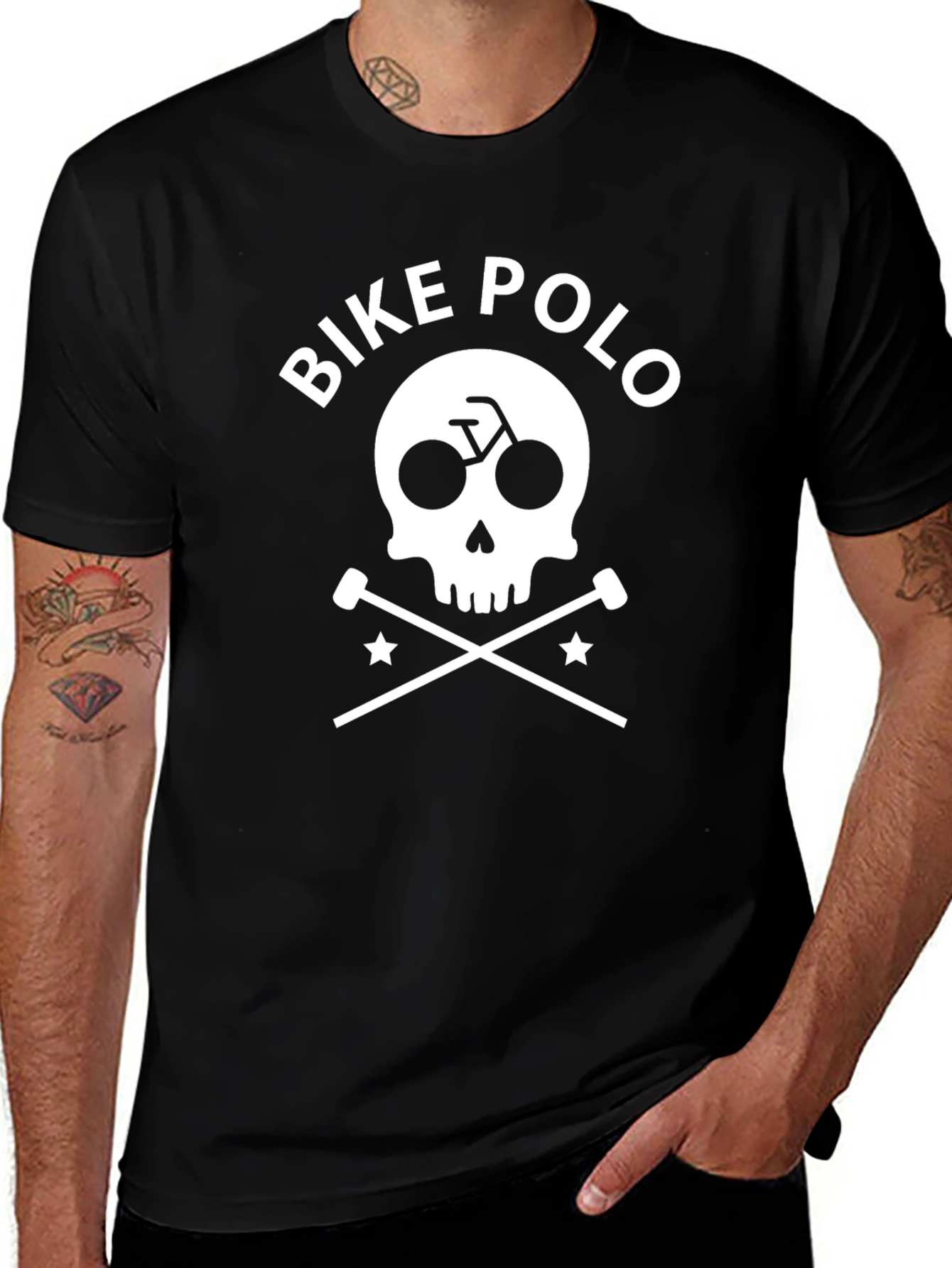 Bike Polo Skull & Crossbones Graphic T-Shirt