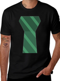 Green Tie Graphic Mens Black T-Shirt
