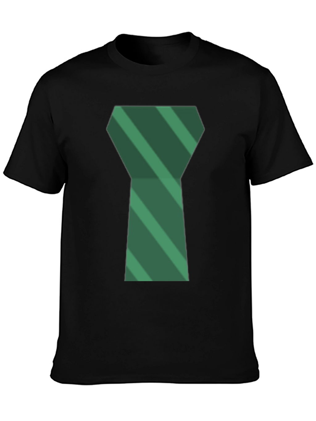 Green Tie Graphic Mens Black T-Shirt