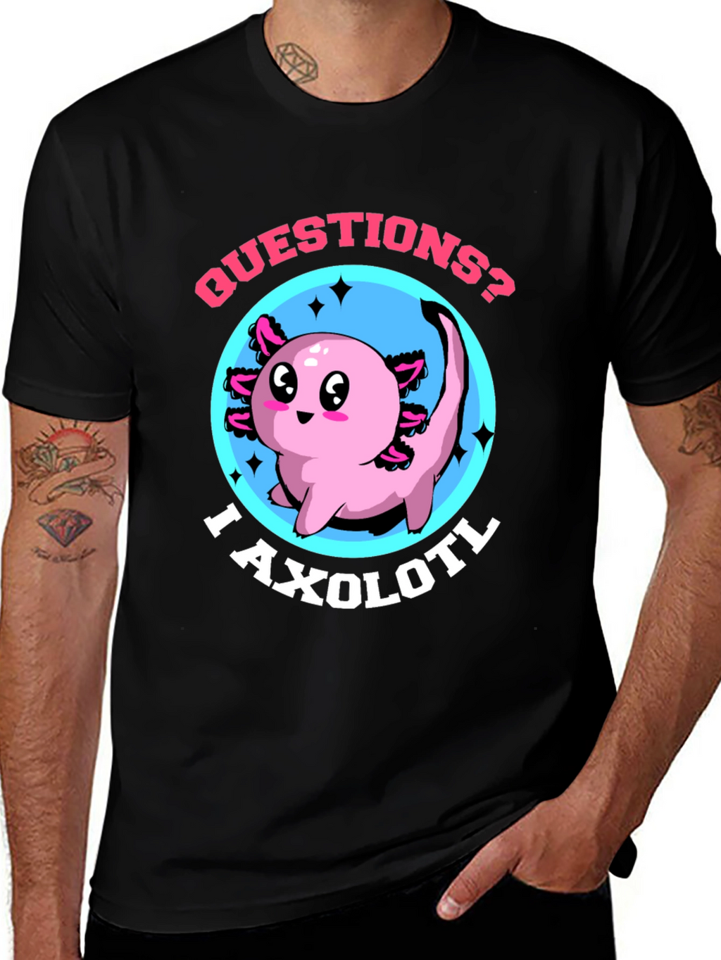Questions? I Axolotl Funny Graphic T-Shirt