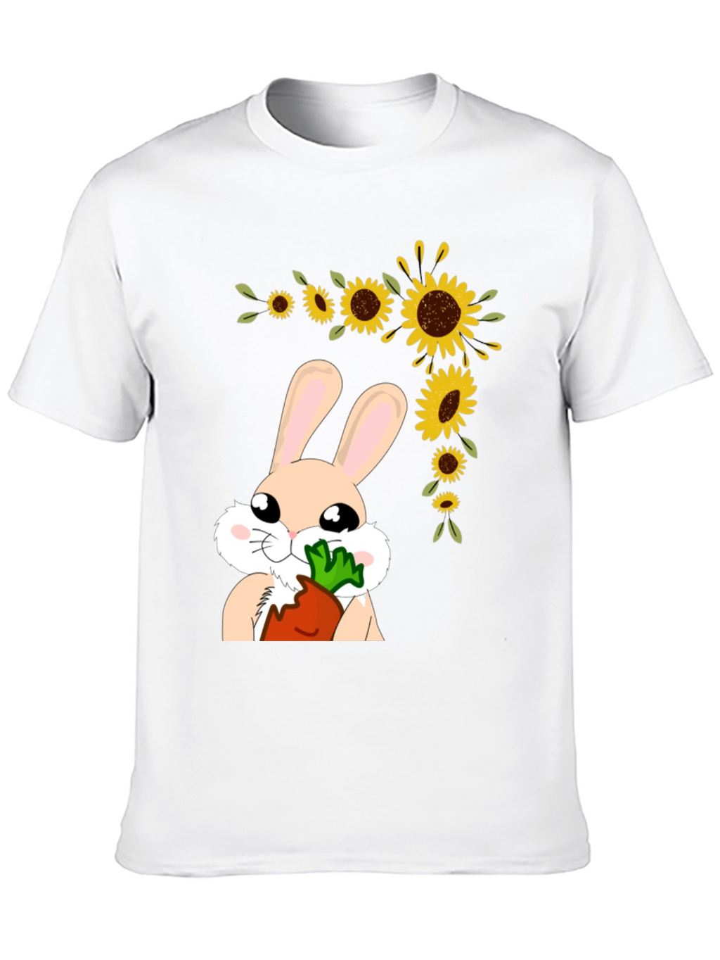 Bunny Sunflower Graphic Tee - Adorable Easter Shirt