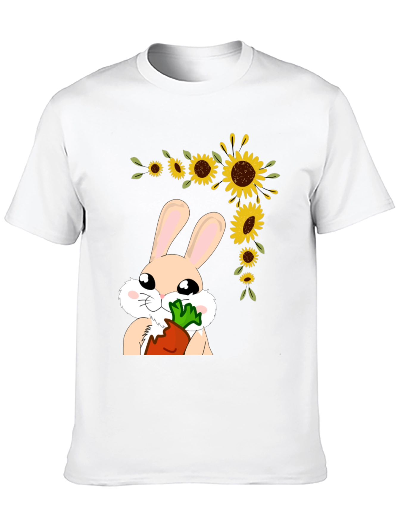 Bunny Sunflower Graphic Tee - Adorable Easter Shirt