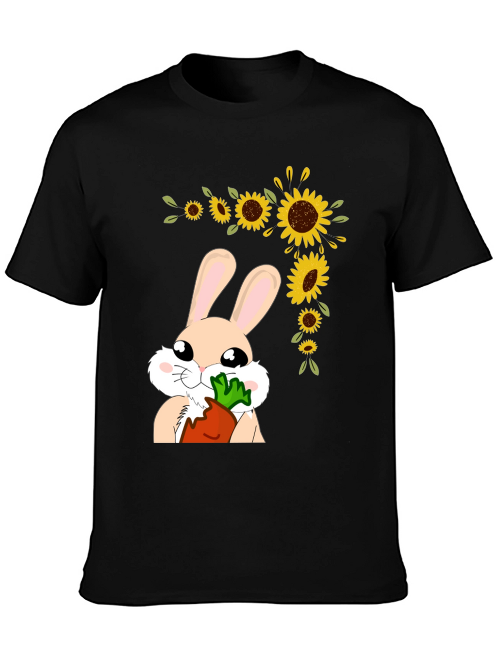Bunny Sunflower Graphic Tee - Adorable Easter Shirt