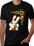 Bunny Sunflower Graphic Tee - Adorable Easter Shirt