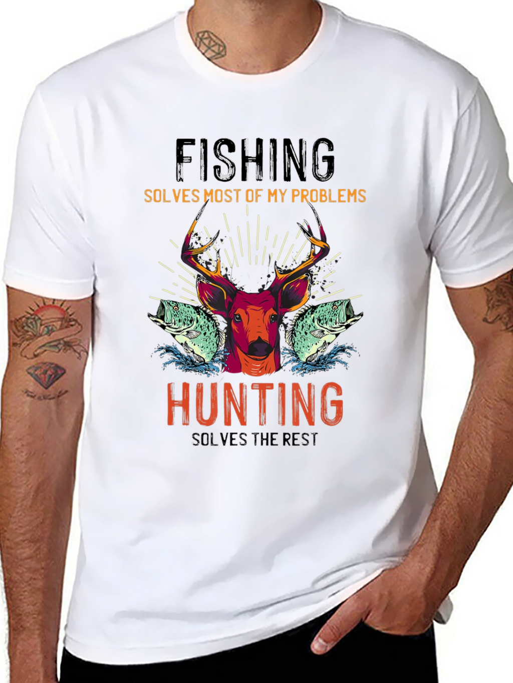 Fishing & Hunting T-Shirt - Solves Most Problems