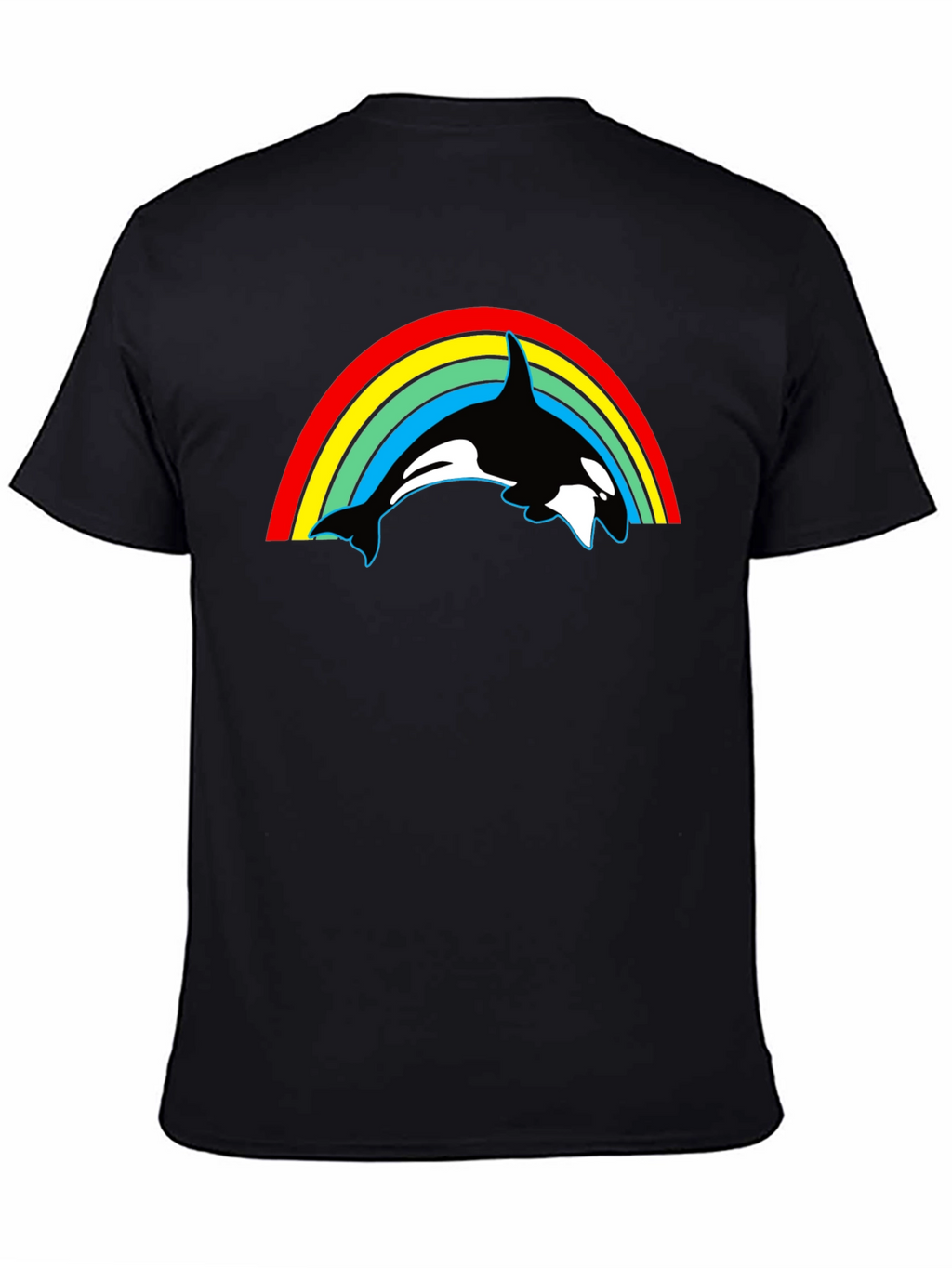 Orca Rainbow Graphic Tee - Black Cotton T-Shirt