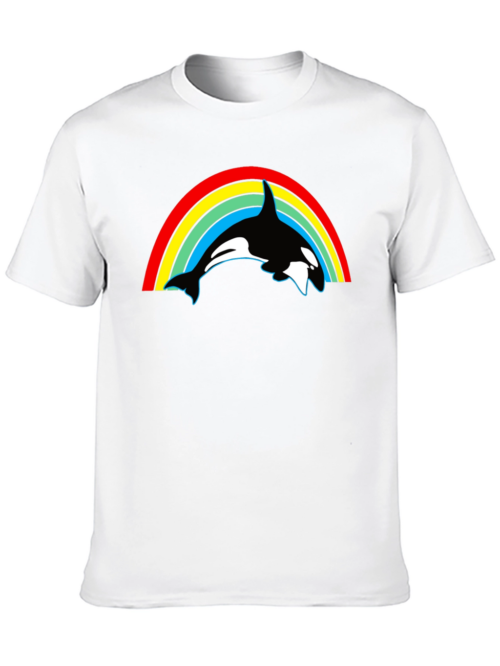 Orca Rainbow Graphic Tee - Black Cotton T-Shirt