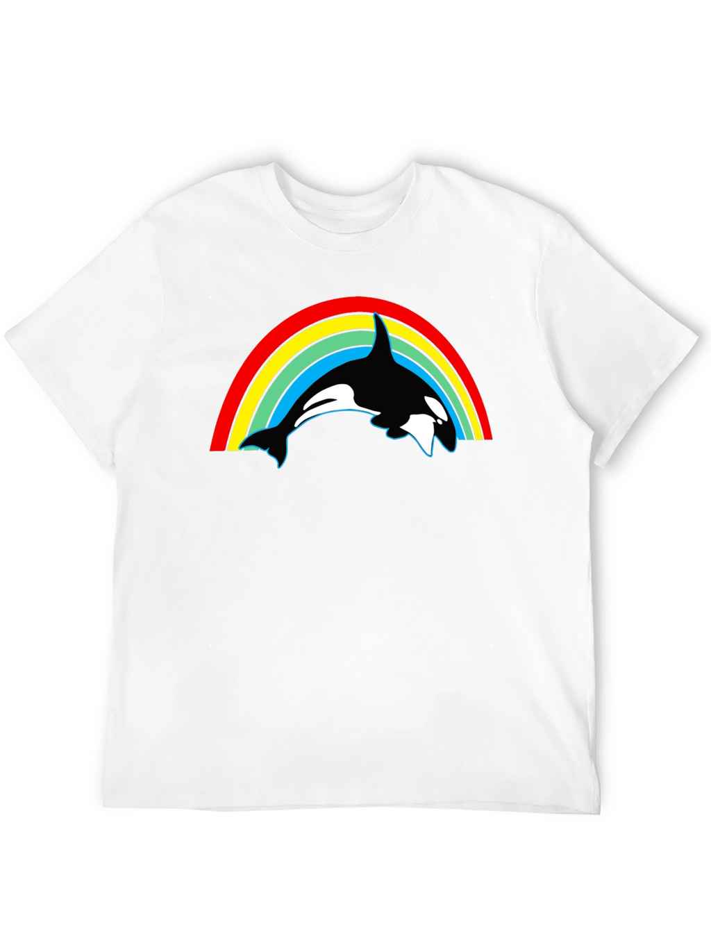 Orca Rainbow Graphic Tee - Black Cotton T-Shirt