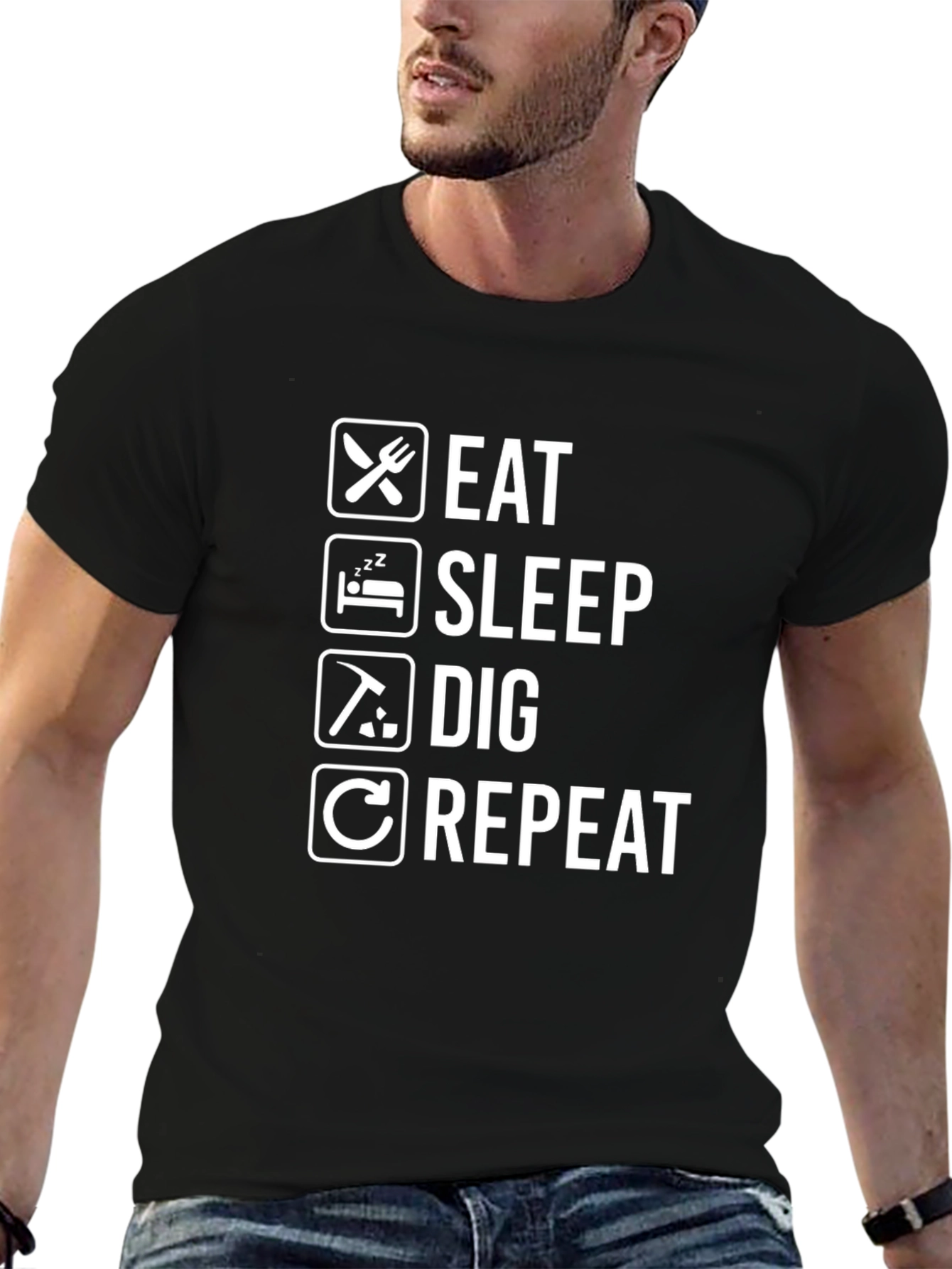 Eat Sleep Dig Repeat T-Shirt - Black