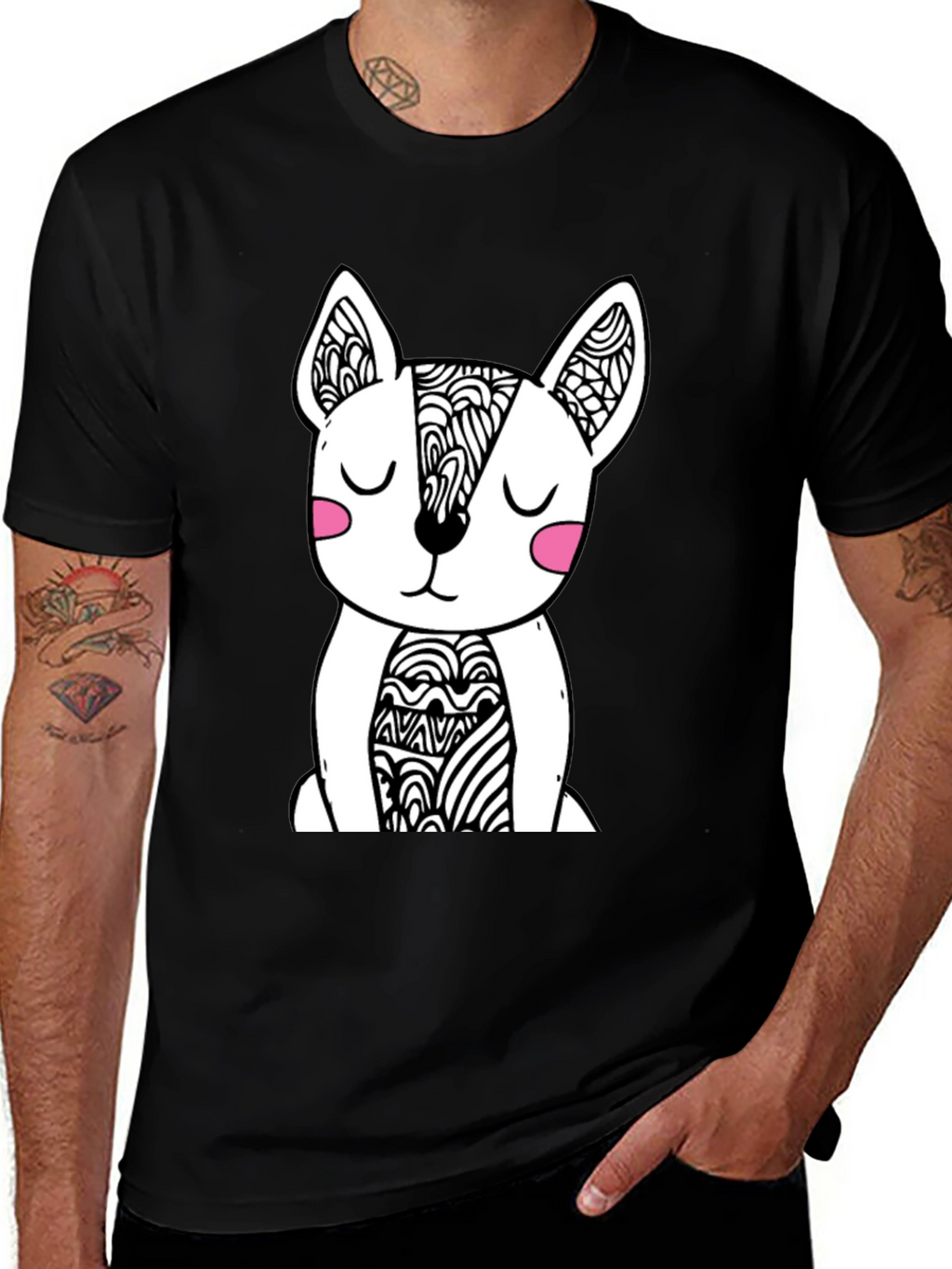 Dog Graphic Black T-Shirt - Stylish Mens Tee