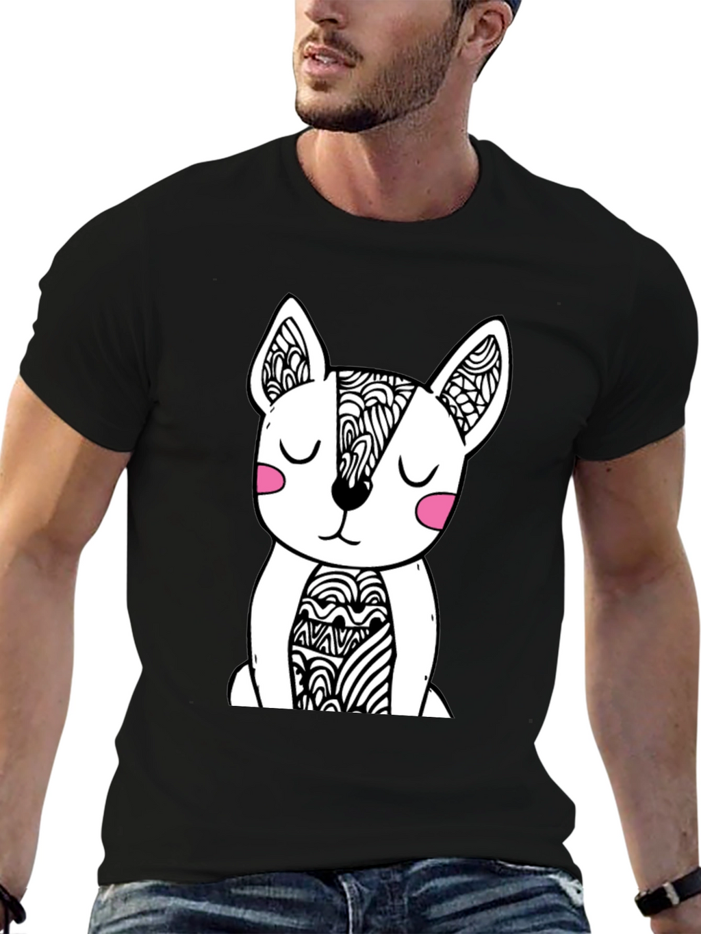 Dog Graphic Black T-Shirt - Stylish Mens Tee