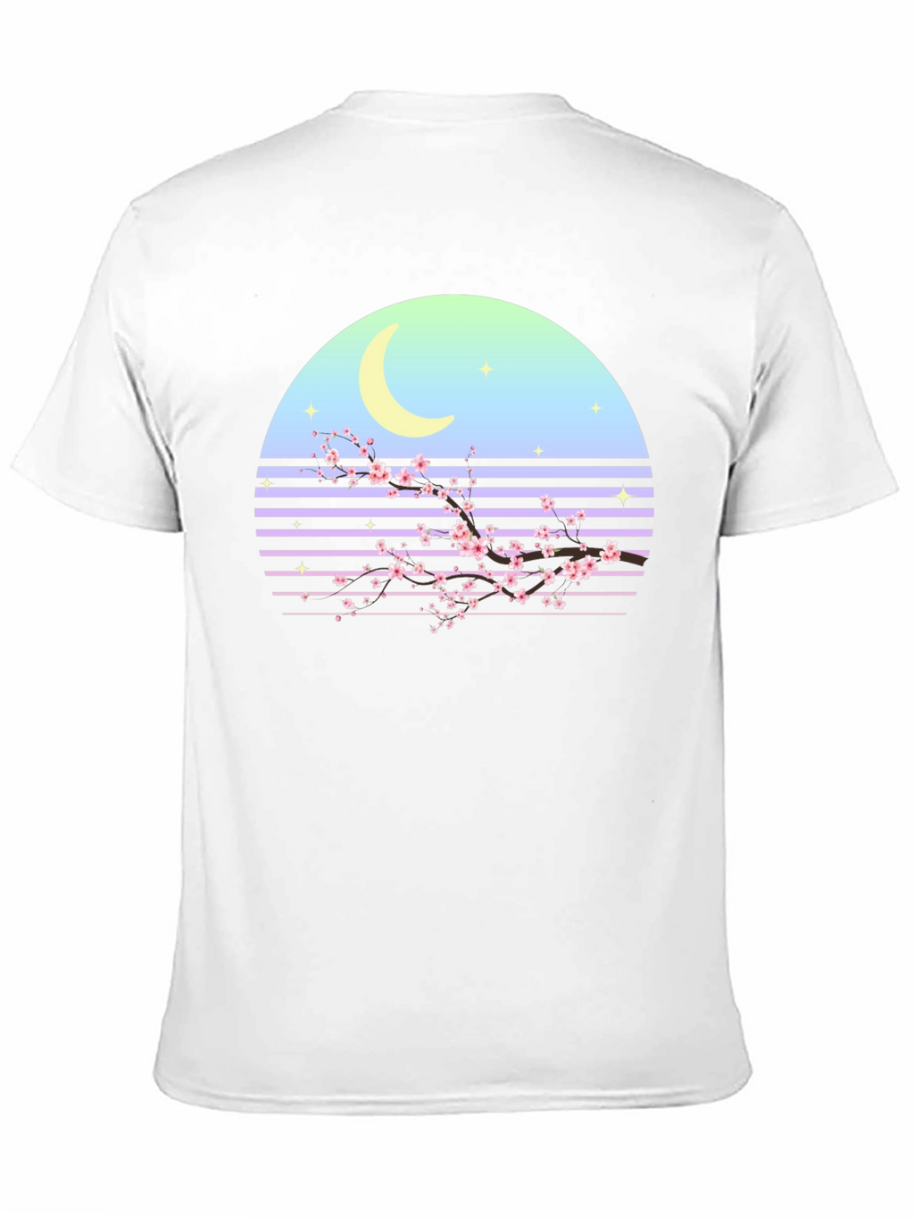 Retro Moon Cherry Blossom Graphic Tee
