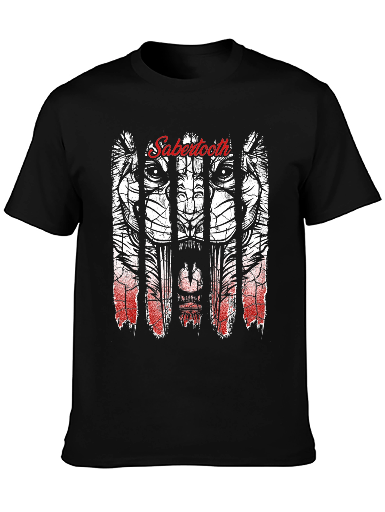 Sabertooth Tiger Graphic Black T-Shirt