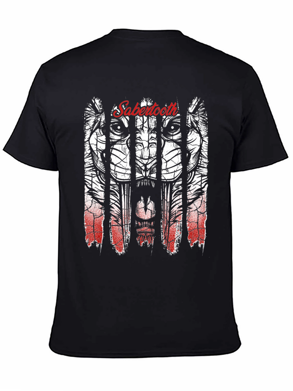Sabertooth Tiger Graphic Black T-Shirt