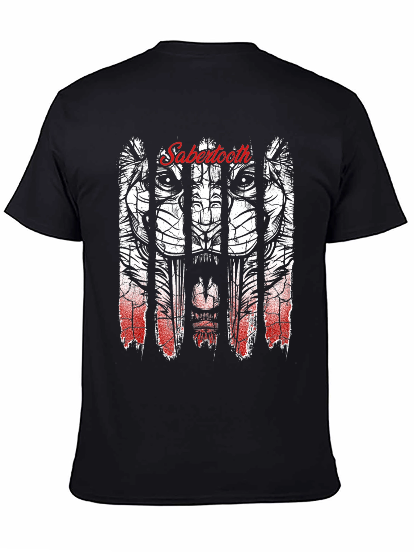 Sabertooth Tiger Graphic Black T-Shirt