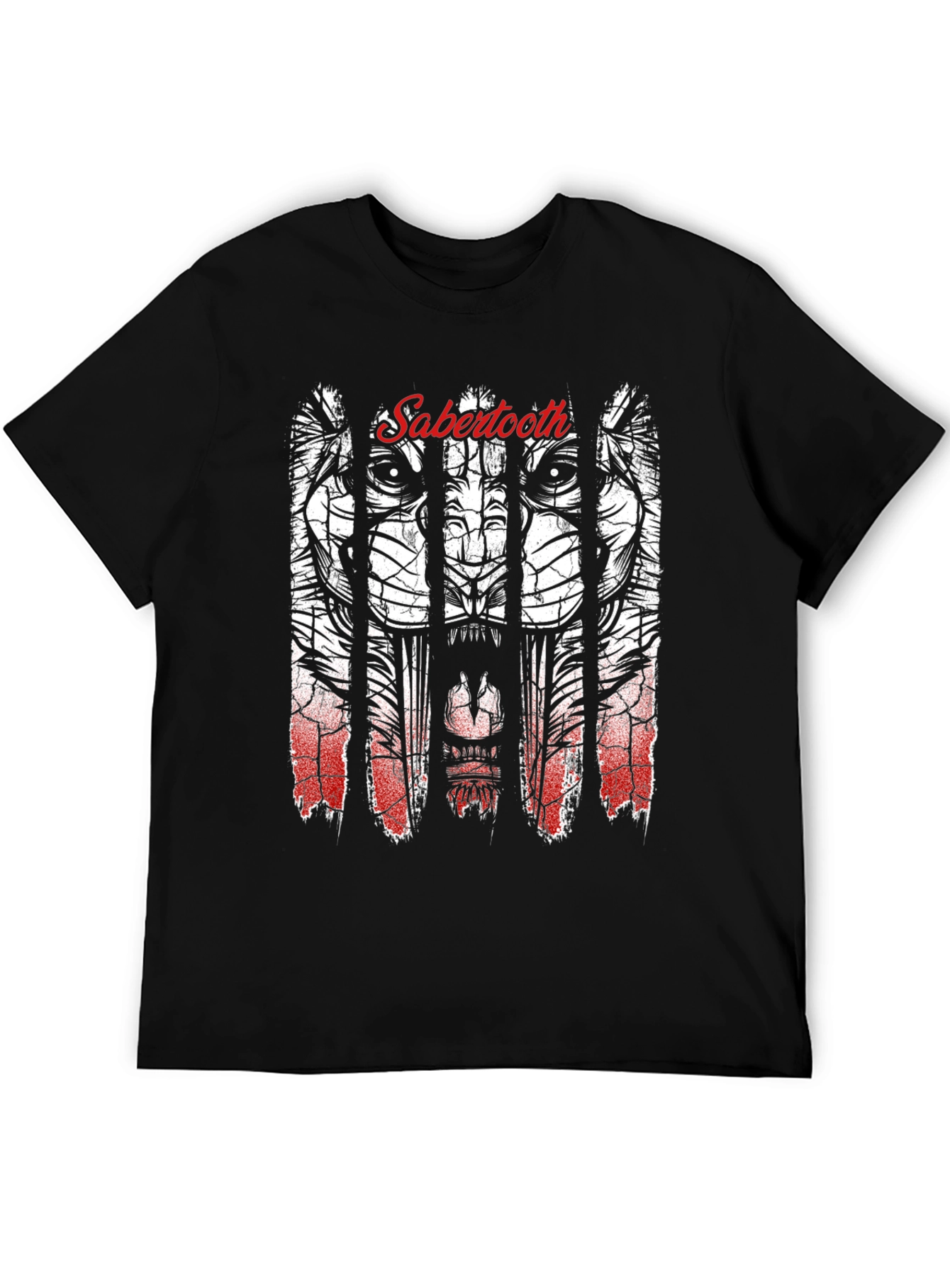 Sabertooth Tiger Graphic Black T-Shirt