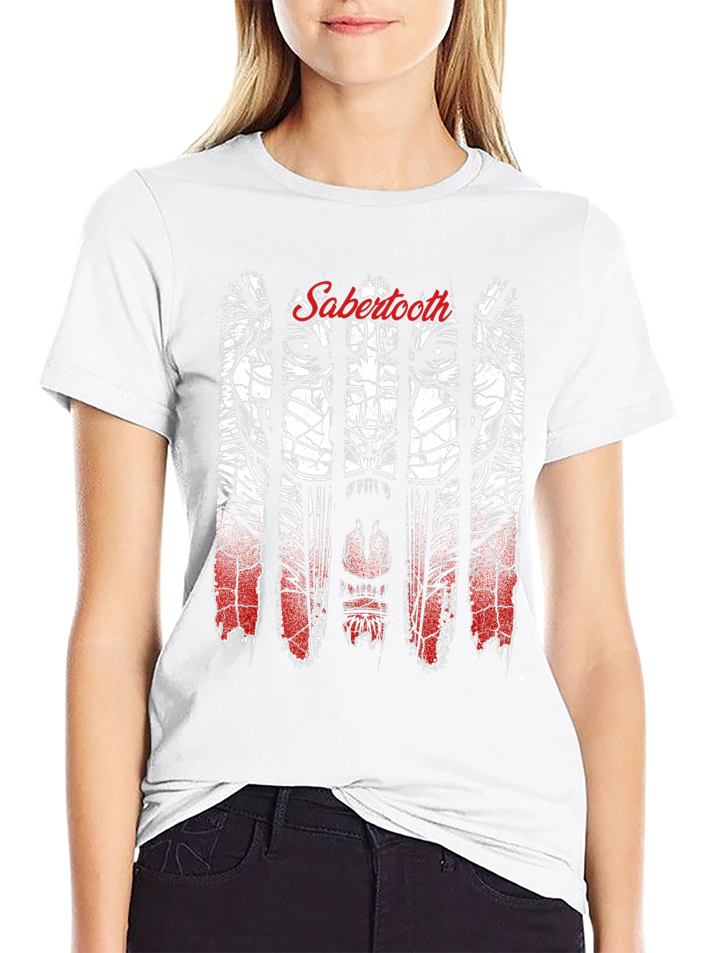 Sabertooth Tiger Graphic Black T-Shirt