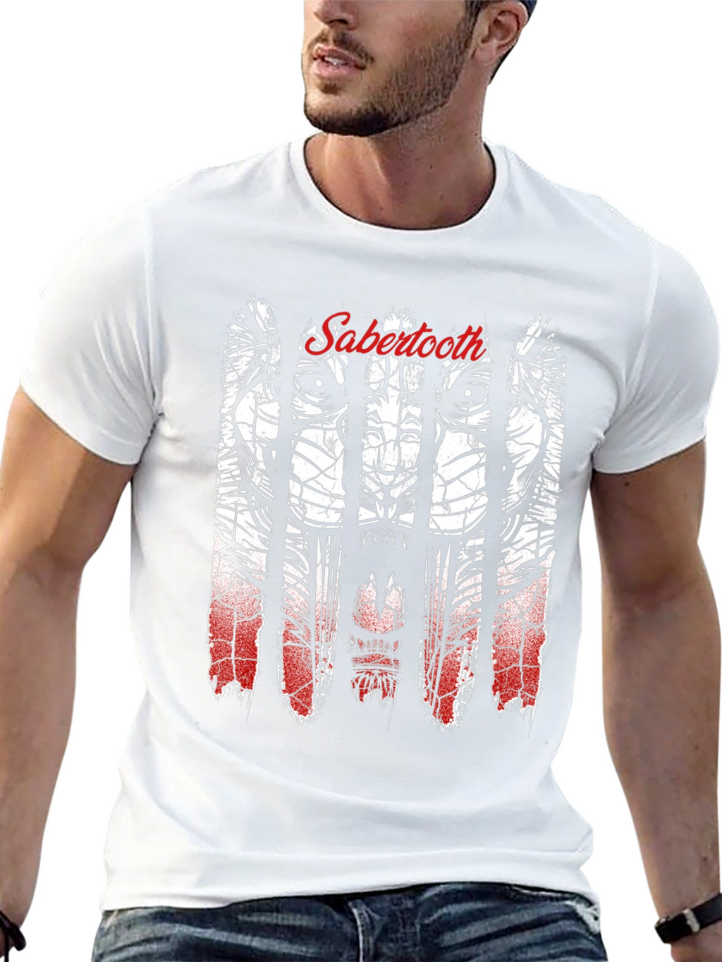Sabertooth Tiger Graphic Black T-Shirt