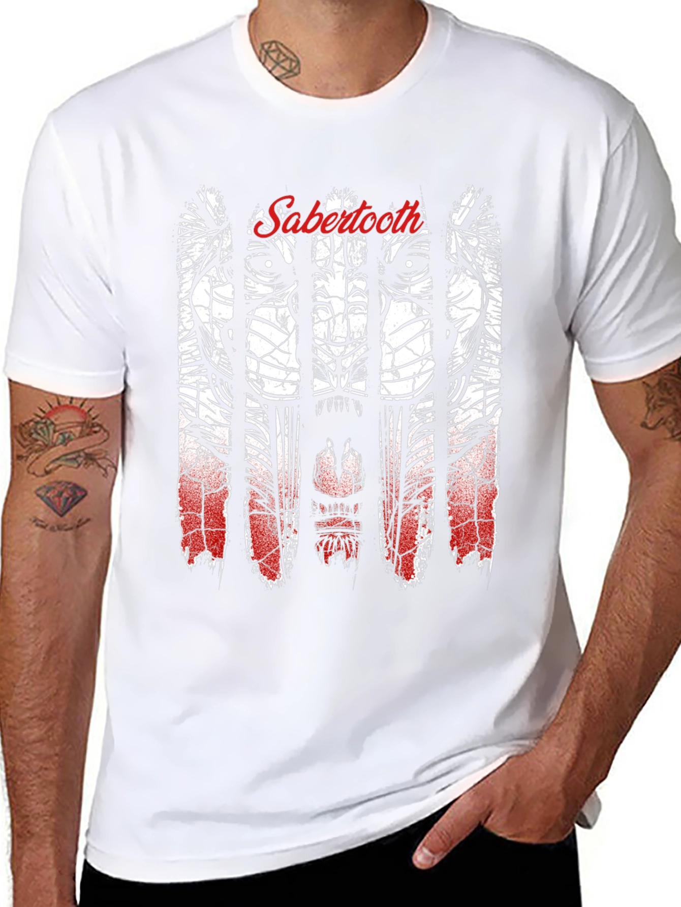 Sabertooth Tiger Graphic Black T-Shirt