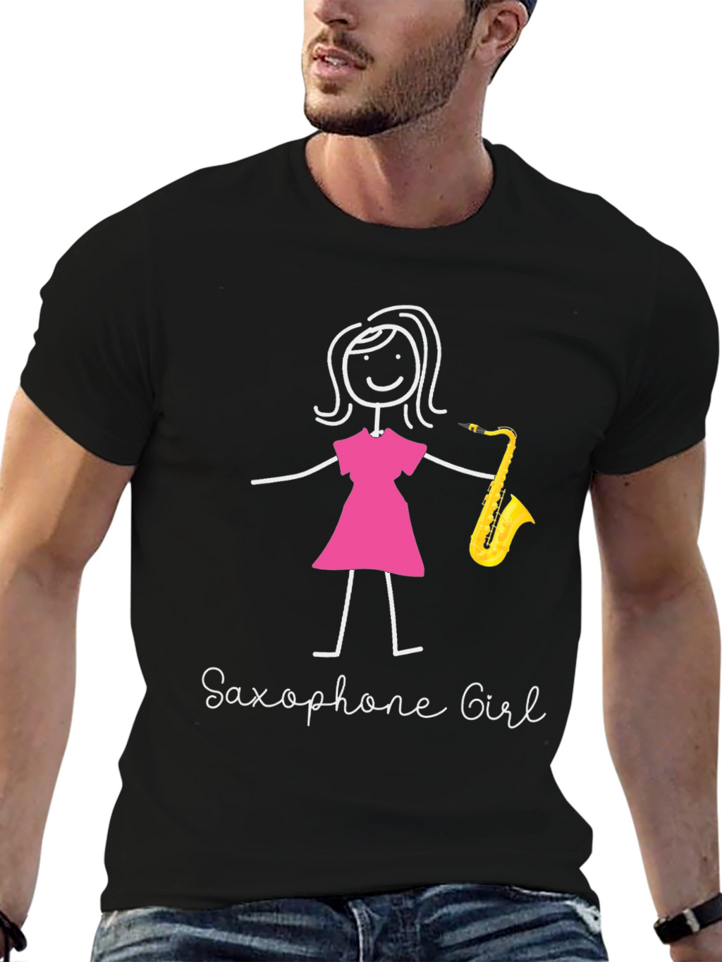 Saxophone Girl Graphic T-Shirt - Unique Music Lover Tee