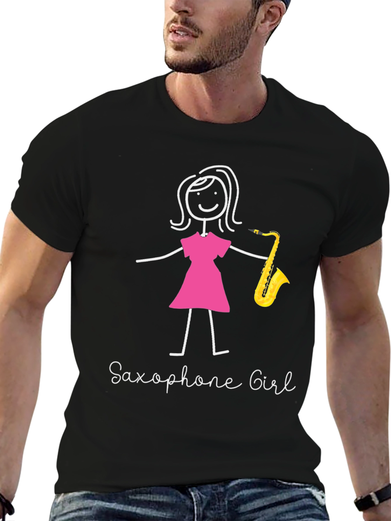 Saxophone Girl Graphic T-Shirt - Unique Music Lover Tee