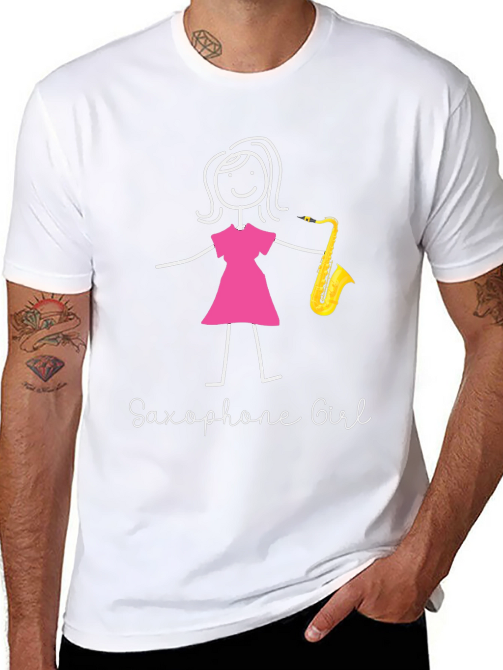 Saxophone Girl Graphic T-Shirt - Unique Music Lover Tee