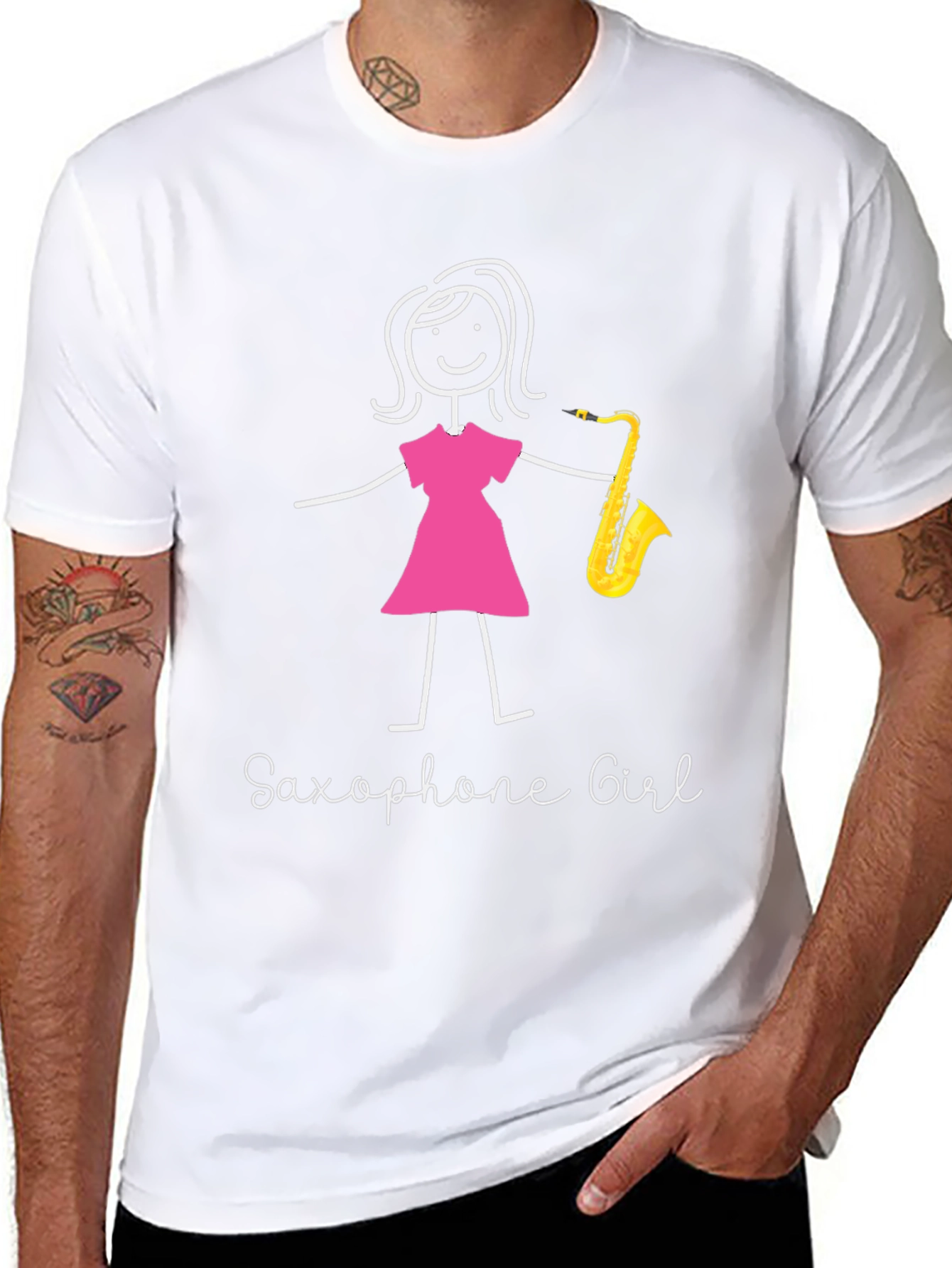 Saxophone Girl Graphic T-Shirt - Unique Music Lover Tee