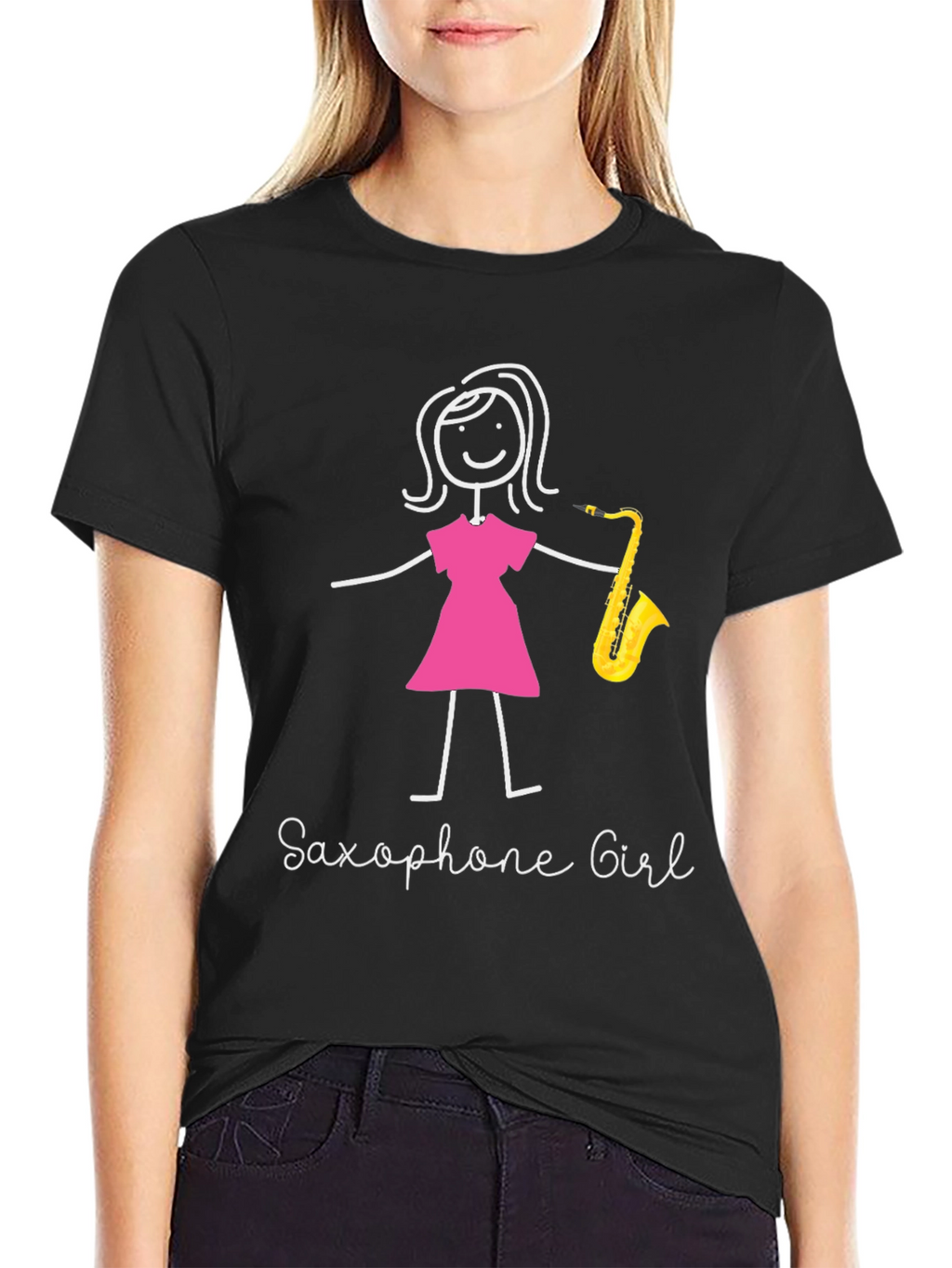 Saxophone Girl Graphic T-Shirt - Unique Music Lover Tee