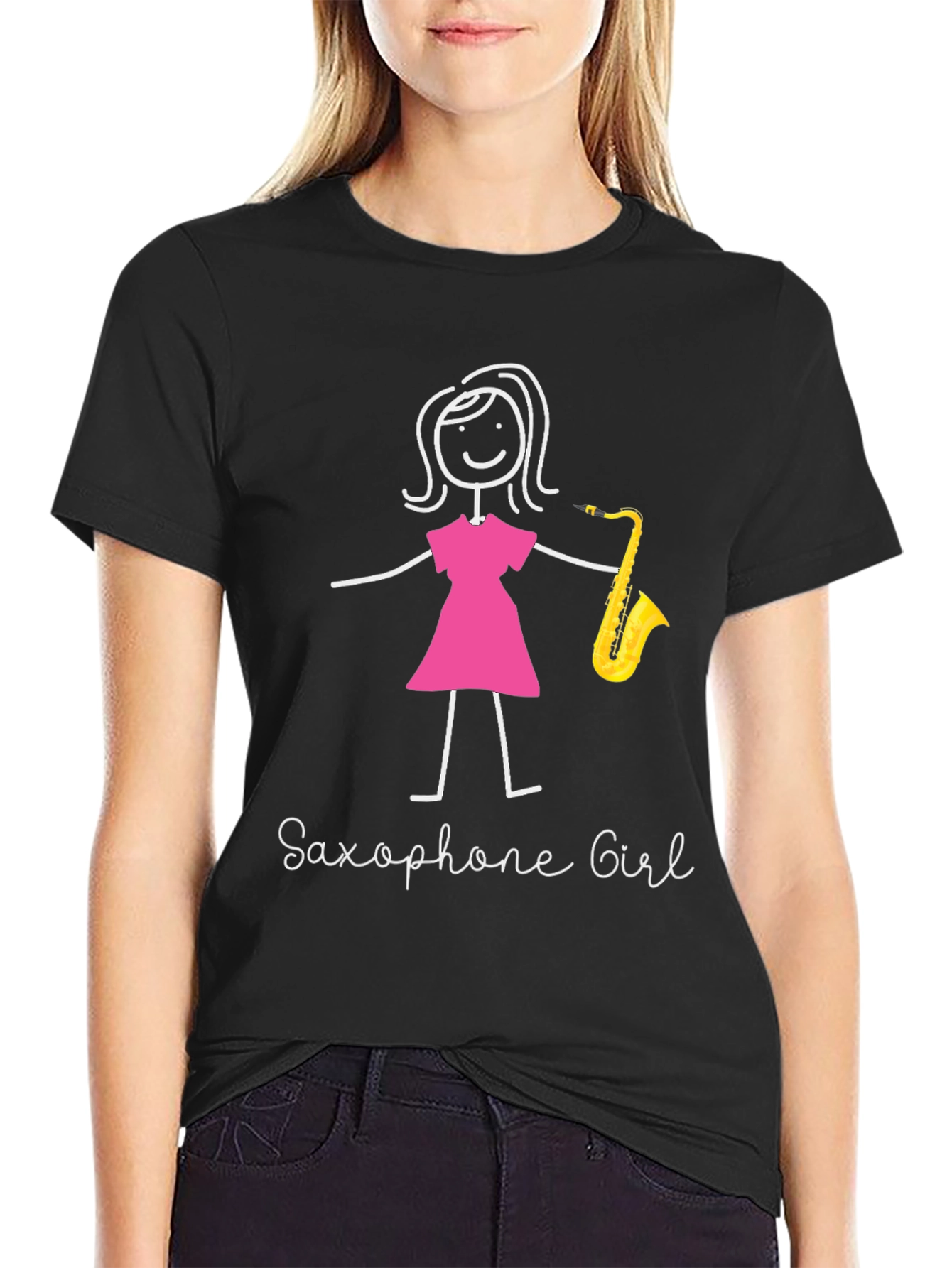Saxophone Girl Graphic T-Shirt - Unique Music Lover Tee
