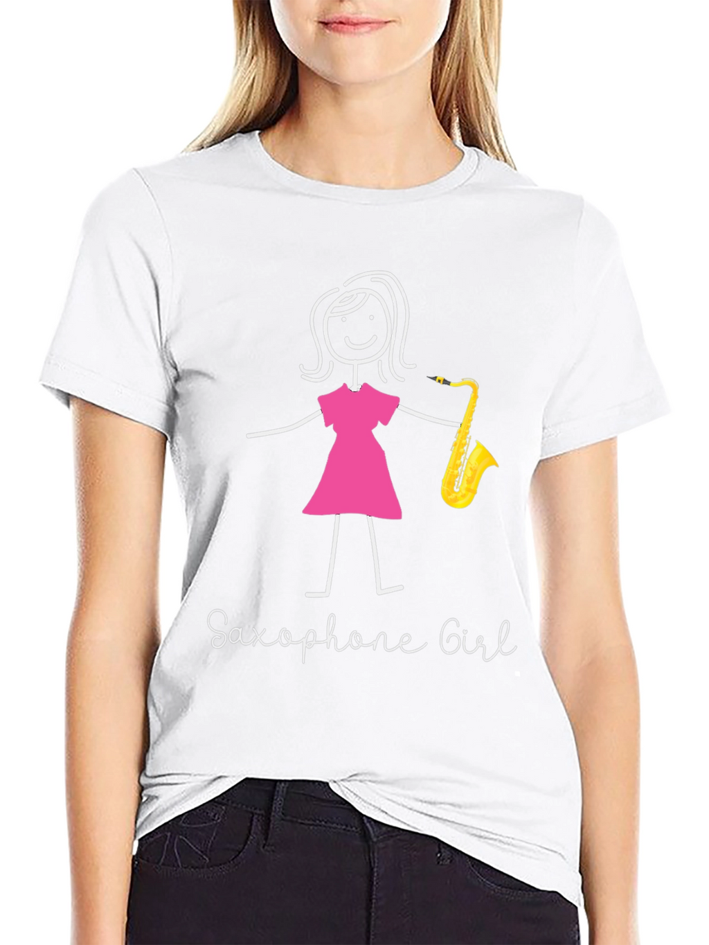 Saxophone Girl Graphic T-Shirt - Unique Music Lover Tee