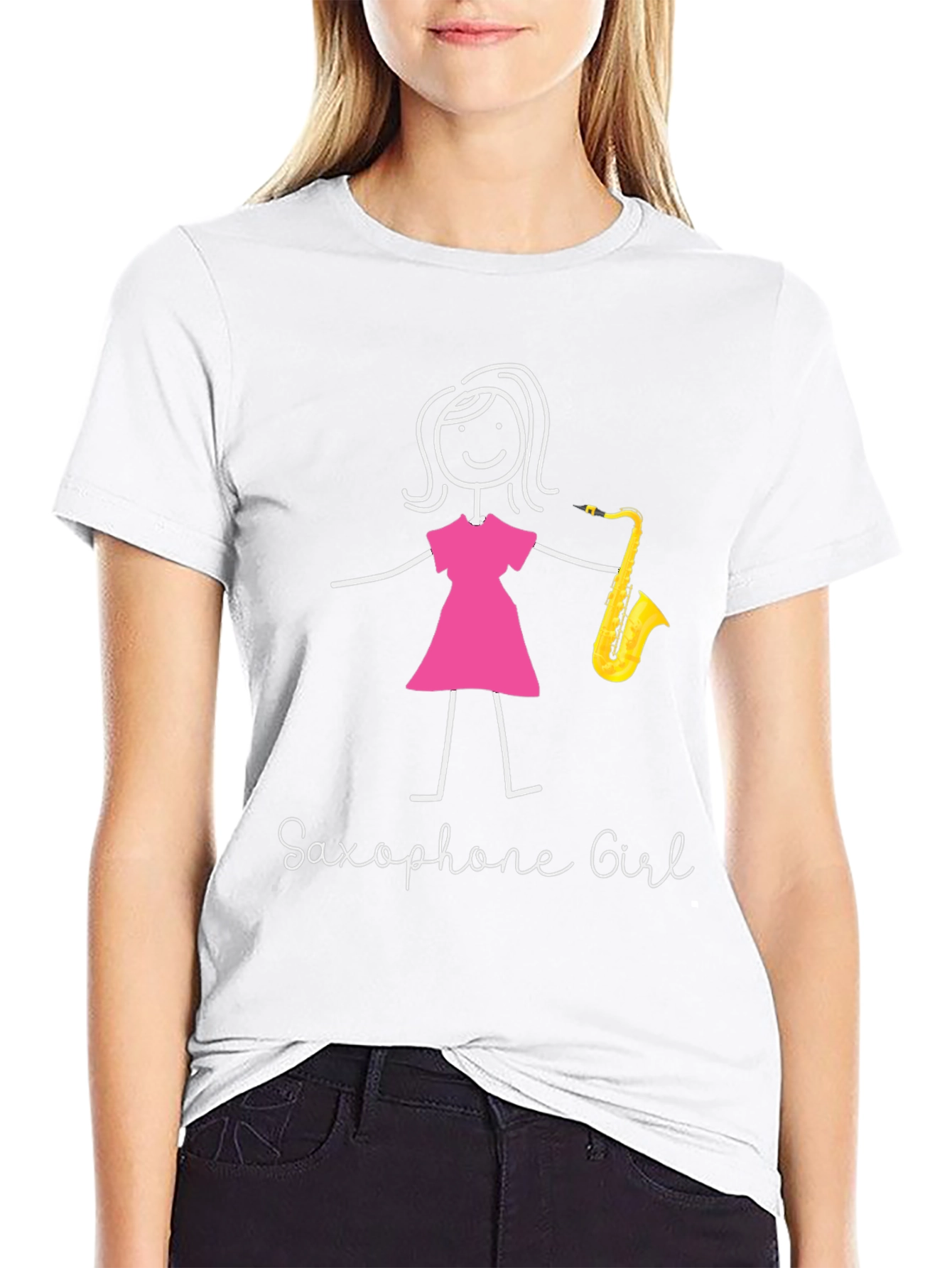 Saxophone Girl Graphic T-Shirt - Unique Music Lover Tee