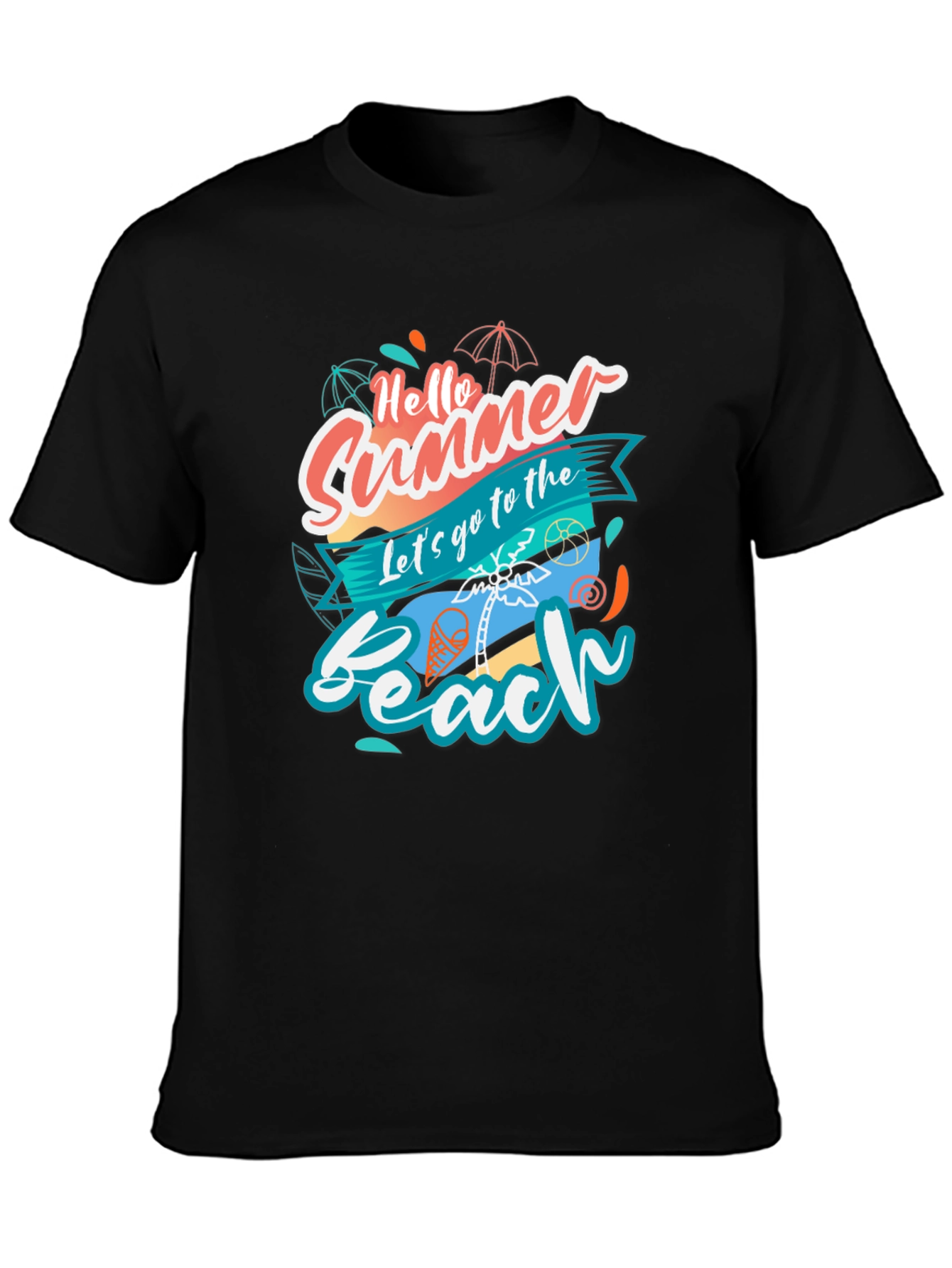 Hello Summer Beach T-Shirt - Black