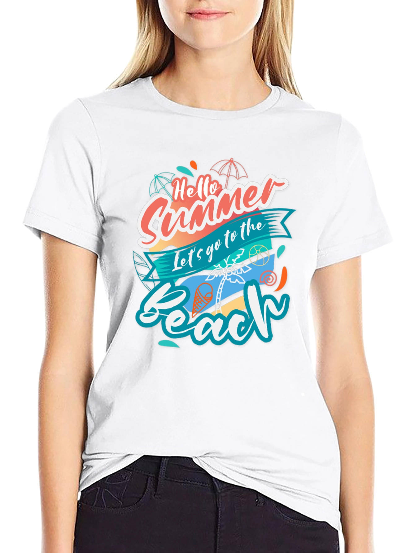 Hello Summer Beach T-Shirt - Black