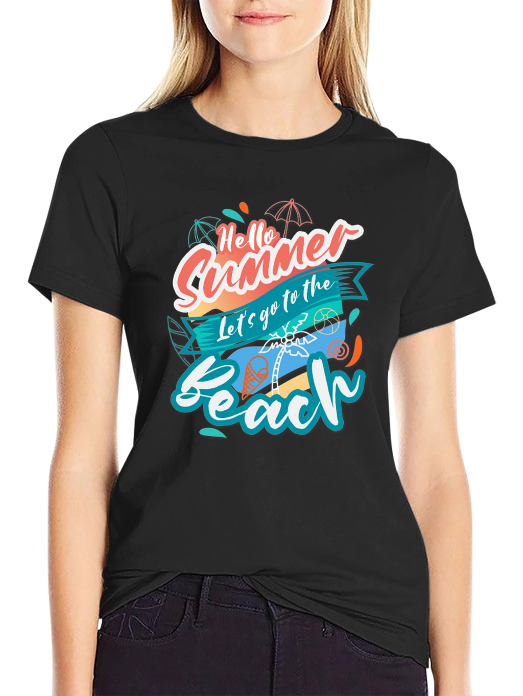 Hello Summer Beach T-Shirt - Black
