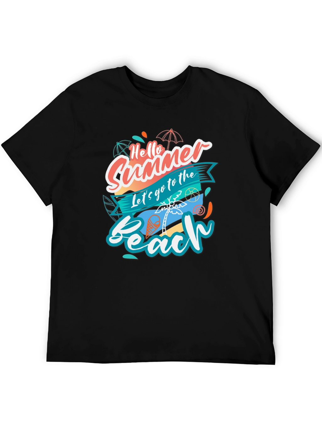 Hello Summer Beach T-Shirt - Black
