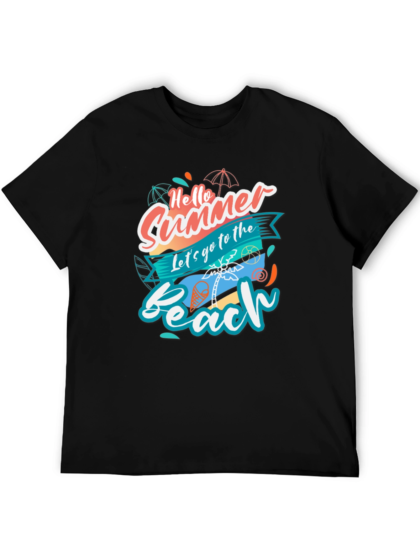 Hello Summer Beach T-Shirt - Black